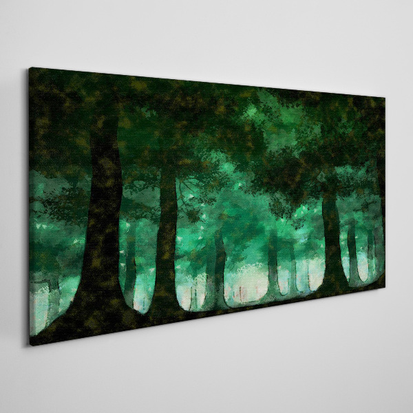 Tableau toile imprimée Forêt verte dans la lumière brumeuse