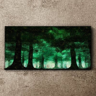 Tableau toile imprimée Forêt verte dans la lumière brumeuse