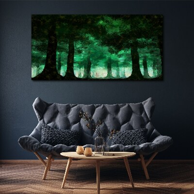 Tableau toile imprimée Forêt verte dans la lumière brumeuse