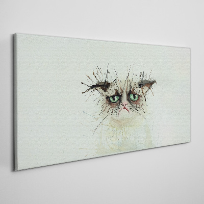 Tableau toile imprimée Chat triste aux yeux verts