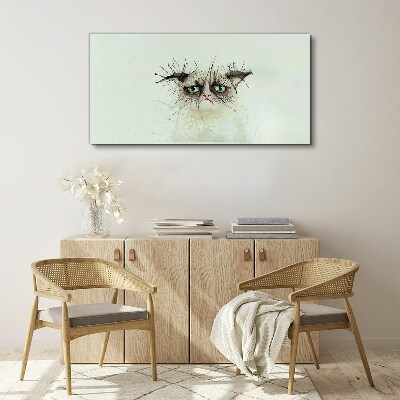 Tableau toile imprimée Chat triste aux yeux verts