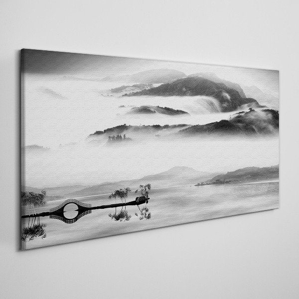 Tableau toile imprimée Panorama de montagne brumeux