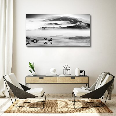 Tableau toile imprimée Panorama de montagne brumeux