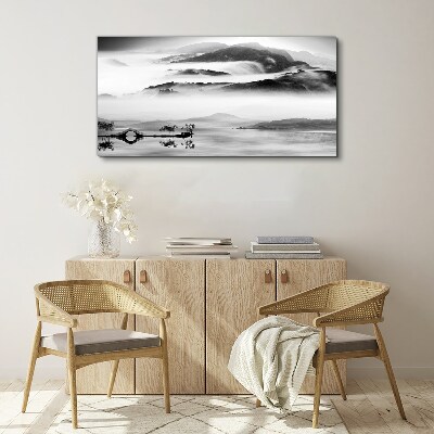 Tableau toile imprimée Panorama de montagne brumeux