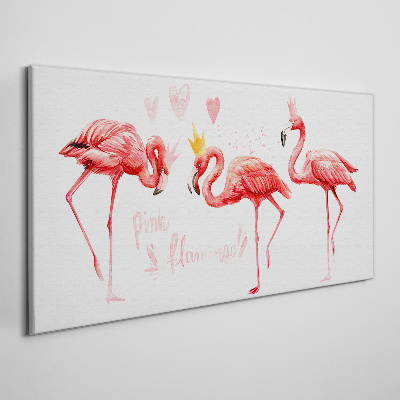 Tableau toile imprimée Flamants roses avec des couronnes