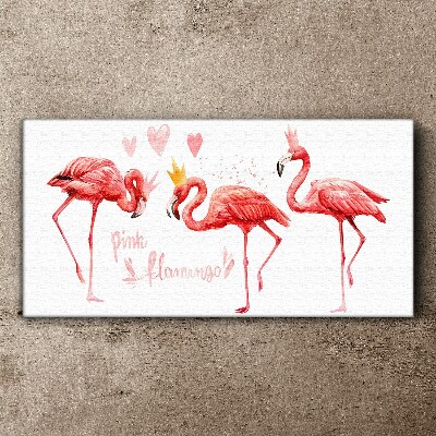 Tableau toile imprimée Flamants roses avec des couronnes