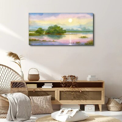 Tableau toile imprimée Un paysage paisible au bord de l'eau