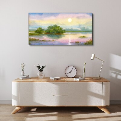 Tableau toile imprimée Un paysage paisible au bord de l'eau