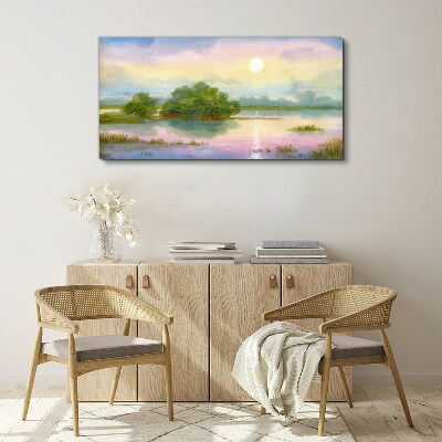 Tableau toile imprimée Un paysage paisible au bord de l'eau