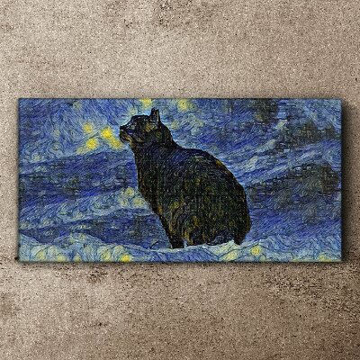 Tableau toile imprimée Chat dans le ciel nocturne