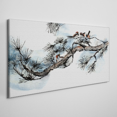 Tableau imprimé sur toile Une branche paisible avec des oiseaux