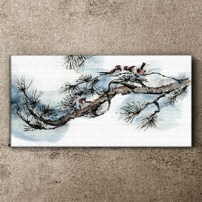 Tableau imprimé sur toile Une branche paisible avec des oiseaux