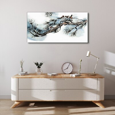Tableau imprimé sur toile Une branche paisible avec des oiseaux