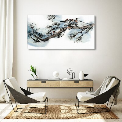 Tableau imprimé sur toile Une branche paisible avec des oiseaux