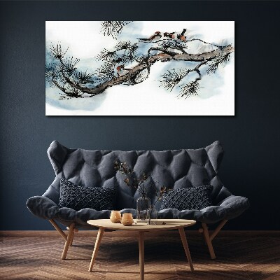 Tableau imprimé sur toile Une branche paisible avec des oiseaux