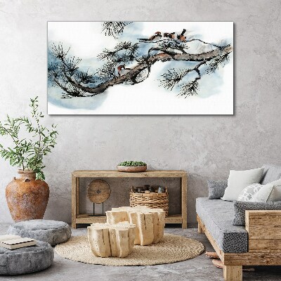 Tableau imprimé sur toile Une branche paisible avec des oiseaux