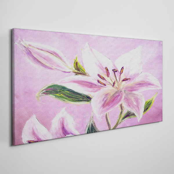 Tableau sur toile Lys roses sur fond pastel