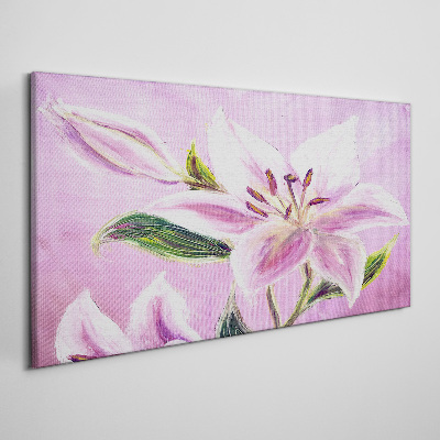Tableau sur toile Lys roses sur fond pastel
