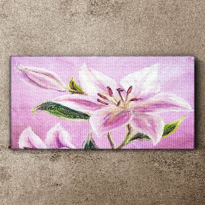 Tableau sur toile Lys roses sur fond pastel