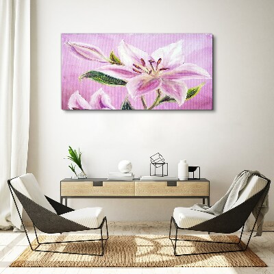 Tableau sur toile Lys roses sur fond pastel