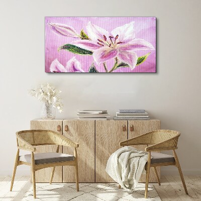Tableau sur toile Lys roses sur fond pastel