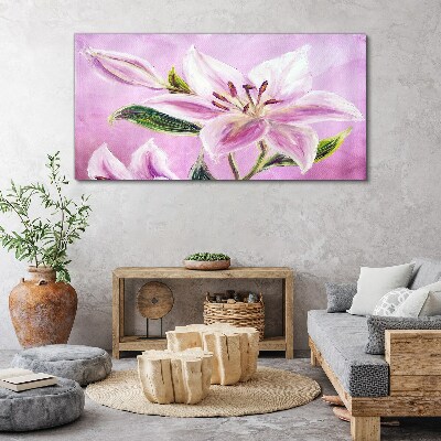 Tableau sur toile Lys roses sur fond pastel
