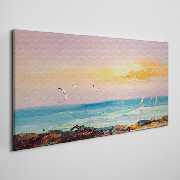 Tableau imprimé sur toile Un coucher de soleil paisible sur la mer
