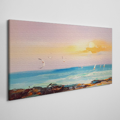 Tableau imprimé sur toile Un coucher de soleil paisible sur la mer