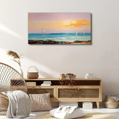 Tableau imprimé sur toile Un coucher de soleil paisible sur la mer