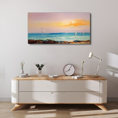 Tableau imprimé sur toile Un coucher de soleil paisible sur la mer