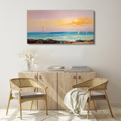 Tableau imprimé sur toile Un coucher de soleil paisible sur la mer
