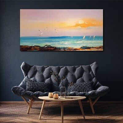 Tableau imprimé sur toile Un coucher de soleil paisible sur la mer