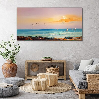 Tableau imprimé sur toile Un coucher de soleil paisible sur la mer