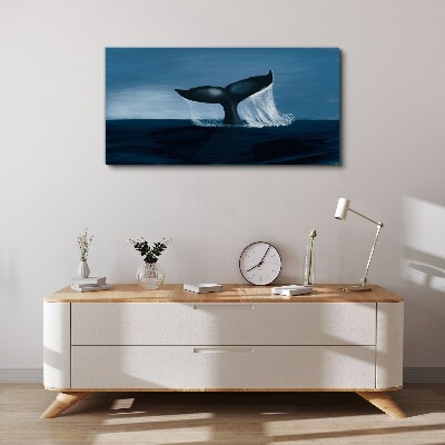 Tableau sur toile Une vague de baleine dans la mer