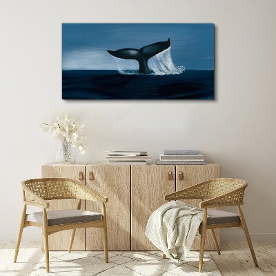 Tableau sur toile Une vague de baleine dans la mer