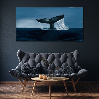 Tableau sur toile Une vague de baleine dans la mer