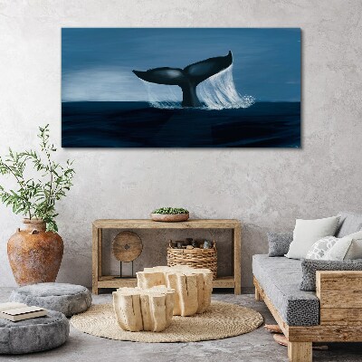 Tableau sur toile Une vague de baleine dans la mer