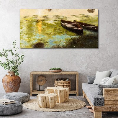 Tableau toile imprimée Une matinée tranquille au bord du lac