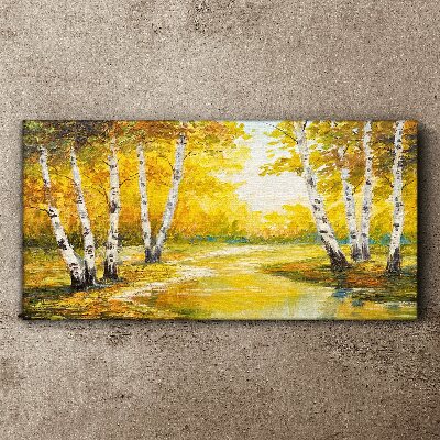 Tableau imprimé sur toile Automne doré parmi les bouleaux