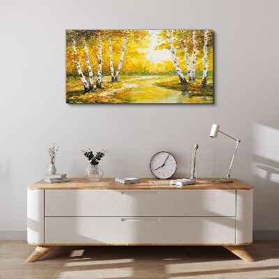 Tableau imprimé sur toile Automne doré parmi les bouleaux