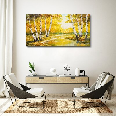 Tableau imprimé sur toile Automne doré parmi les bouleaux