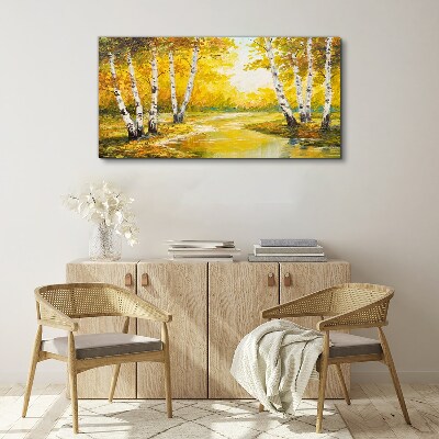 Tableau imprimé sur toile Automne doré parmi les bouleaux