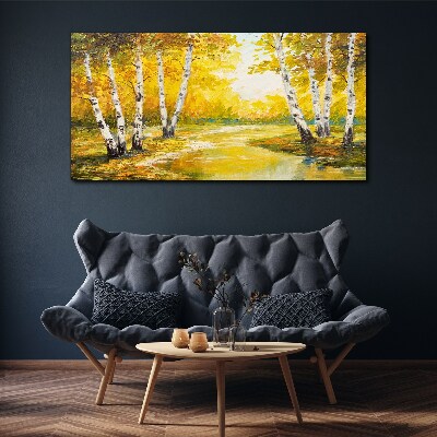 Tableau imprimé sur toile Automne doré parmi les bouleaux