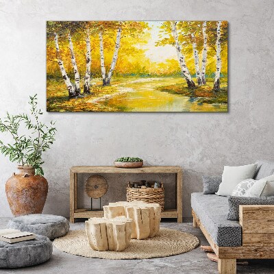 Tableau imprimé sur toile Automne doré parmi les bouleaux