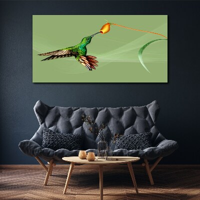 Tableau toile imprimée Colibri sur une fleur
