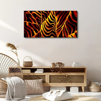 Tableau toile imprimée Feuilles dorées en feu