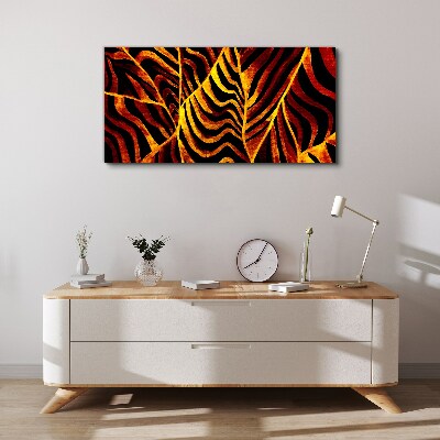 Tableau toile imprimée Feuilles dorées en feu