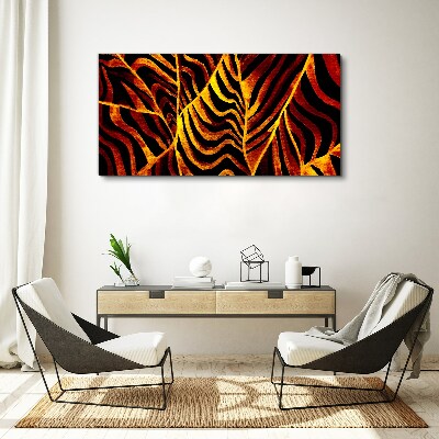 Tableau toile imprimée Feuilles dorées en feu