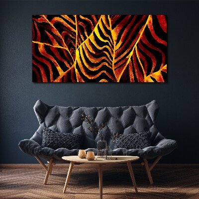 Tableau toile imprimée Feuilles dorées en feu