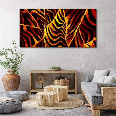 Tableau toile imprimée Feuilles dorées en feu